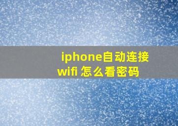 iphone自动连接wifi 怎么看密码